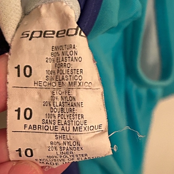 Speedo Kids One Piece Swimsuit - Teal, Lime, Purple, size 10 girls - Picture 4 of 5